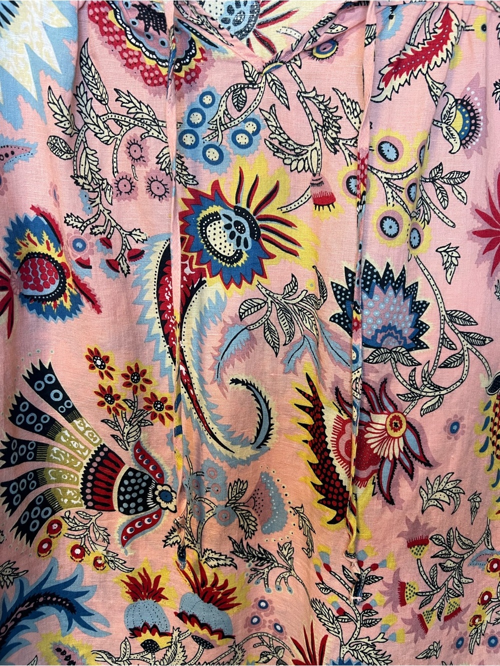 Hester & Orchard Linen & Cotton Blend Floral Pattern Multicolor Top - Picture 2 of 7